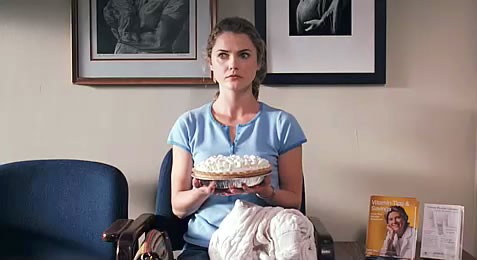 Sad girls holding pie