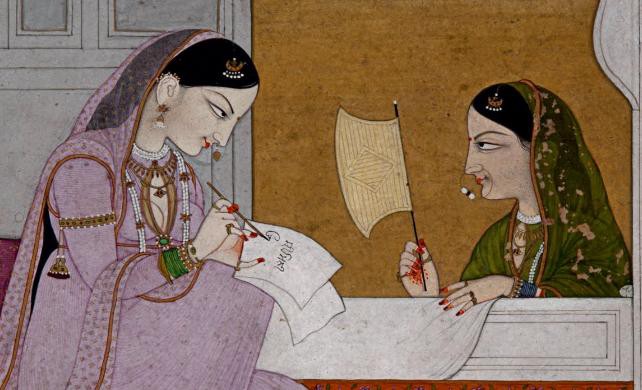 Lady writing a Love Letter ca 1700-1800 --Himachal Pradesh