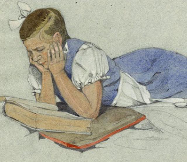 Illustration--Alice Reading--1916