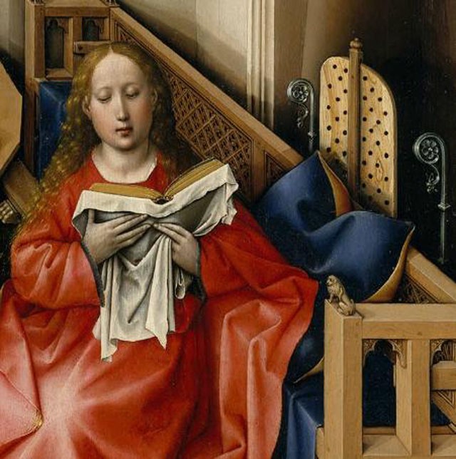 Triptych with the Annunciation PARTIAL woman reading